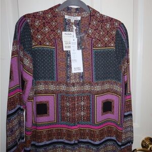 Rose & Olive Geometric Pink and Black Blouse